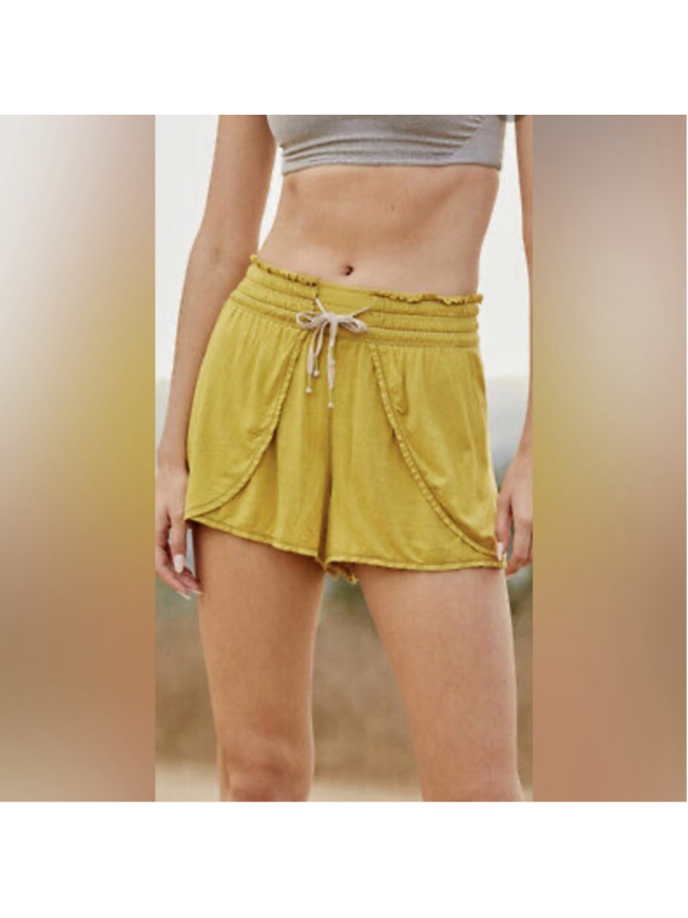 Women's FP Movement Dreamwork Athletic Shorts Mustard M boho chic euc mustard